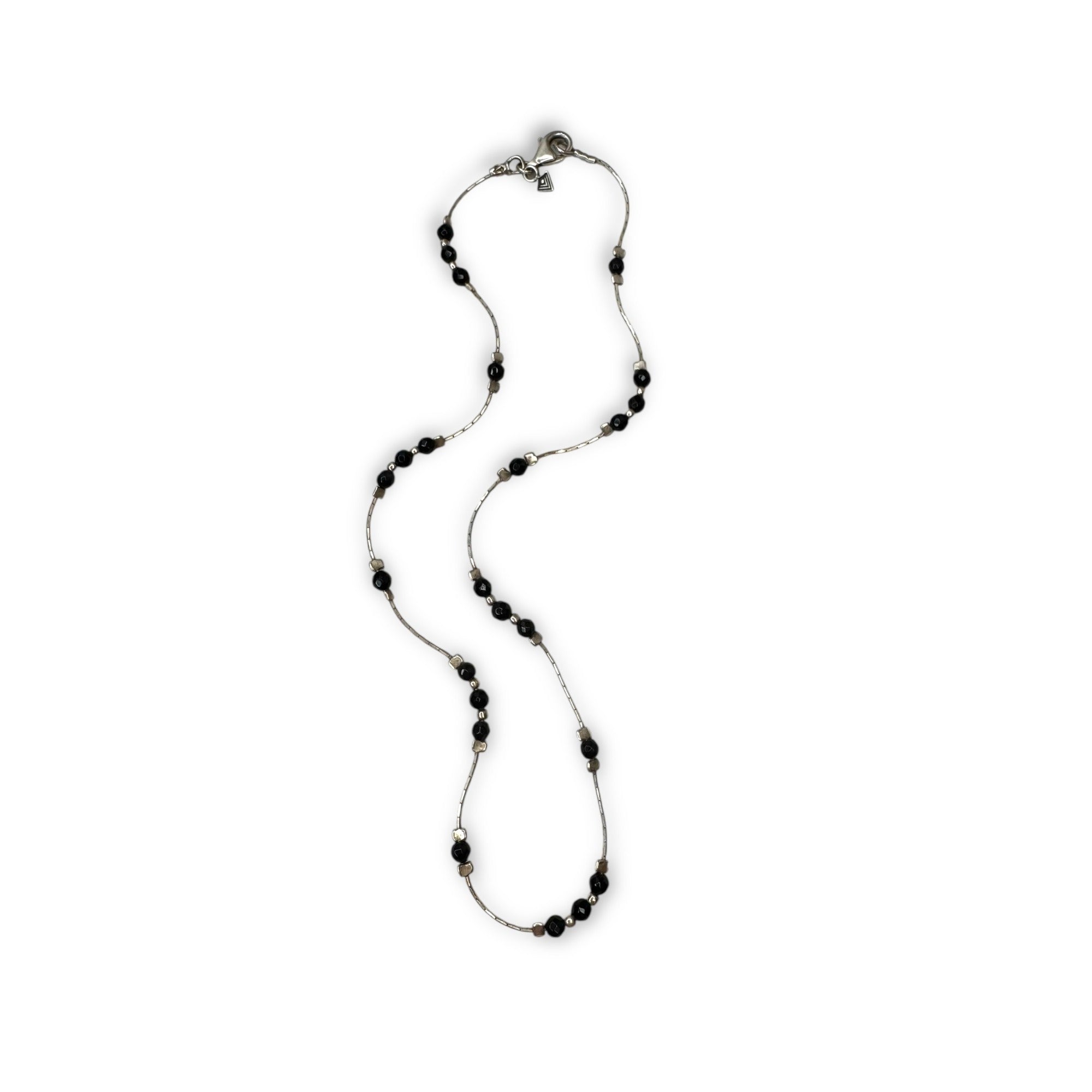 Silpada Sterling Silver Black Glass Beaded Necklace 16"