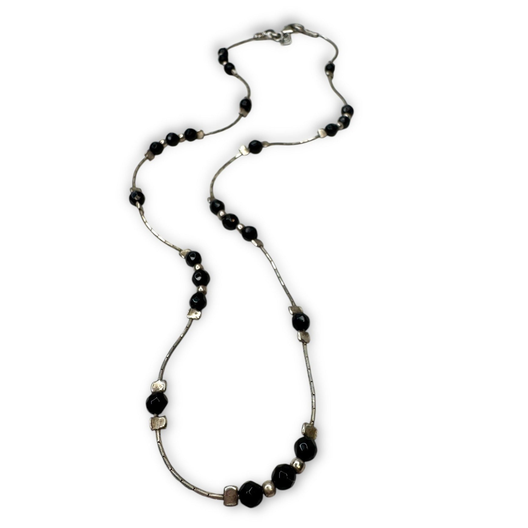 Silpada Sterling Silver Black Glass Beaded Necklace 16"