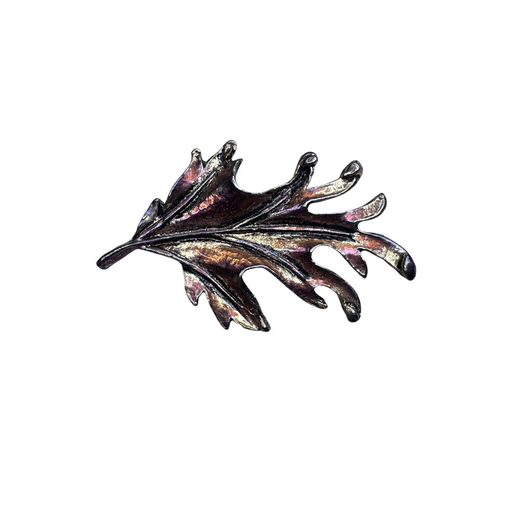 Iridescent Oak Leaf Brooch Textured Metal Fall Autumn Vintage