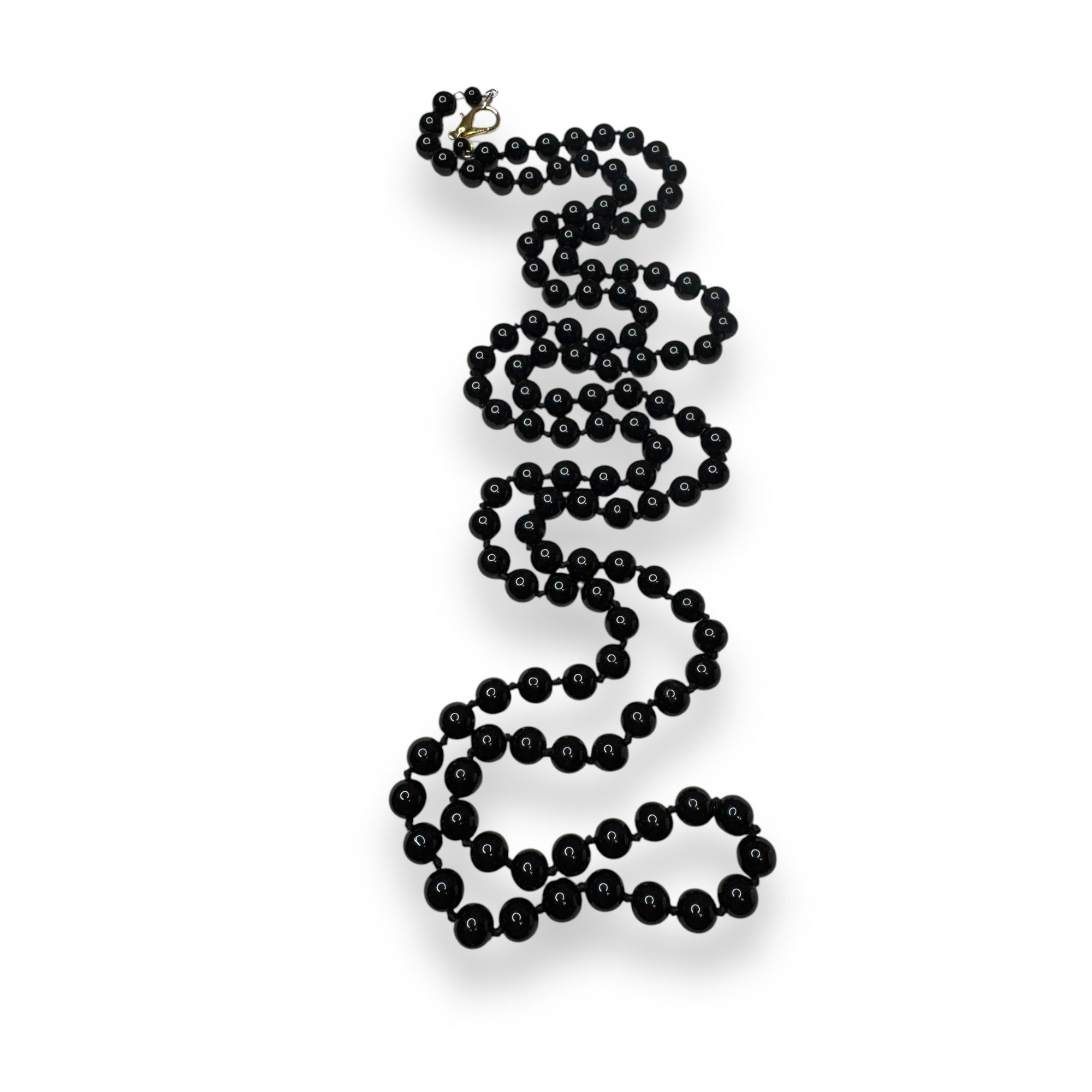 Lady Remington 49" Black Glass Beaded Necklace With Lobster Claw Clasp