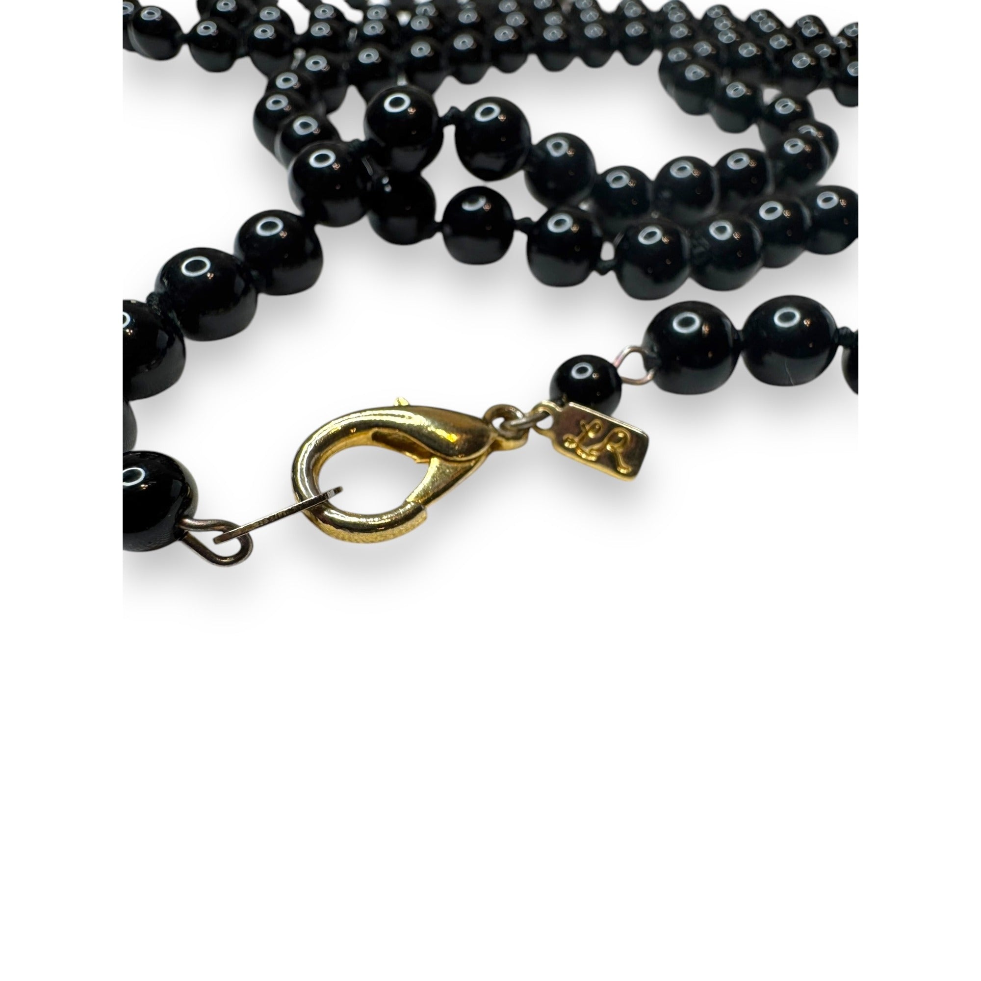 Lady Remington 49" Black Glass Beaded Necklace With Lobster Claw Clasp