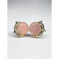 Moonglow Lucite Peach Cabochon Clip On Earrings Gold Tone 1960s Vintage