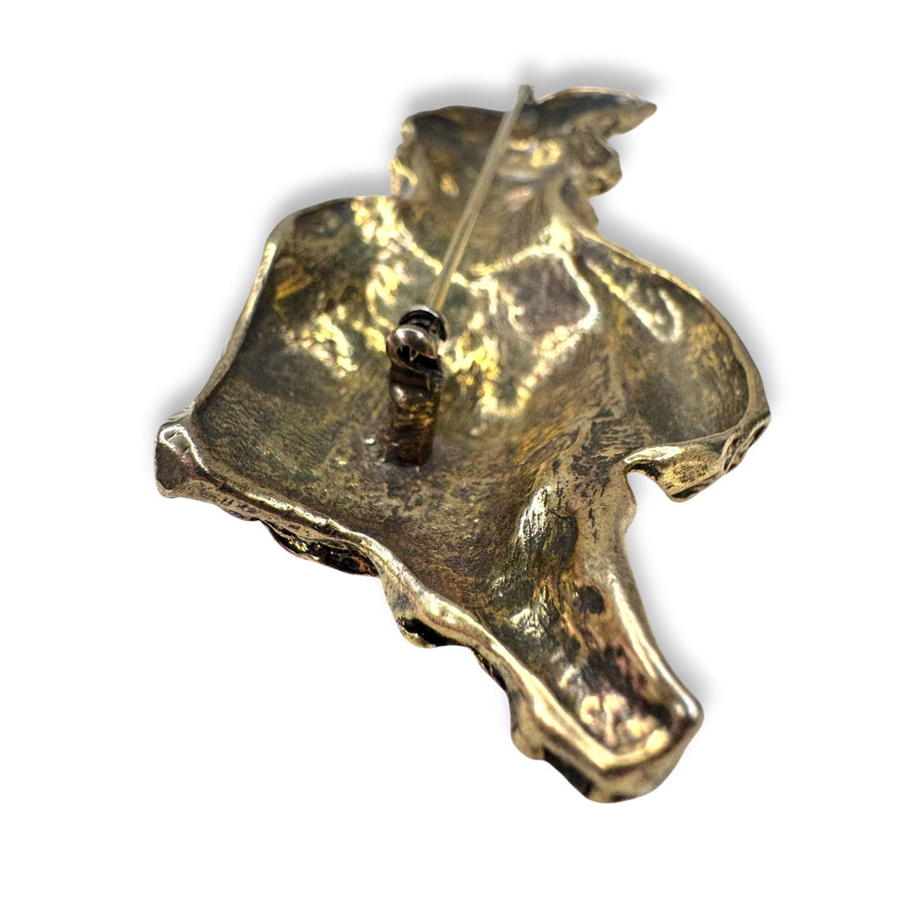 Vintage Classical Draped Bust Brooch Gold Tone Cast Relief 56g Fragment Style
