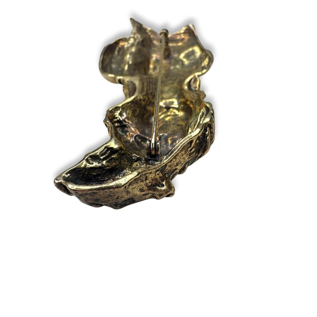 Vintage Classical Draped Bust Brooch Gold Tone Cast Relief 56g Fragment Style
