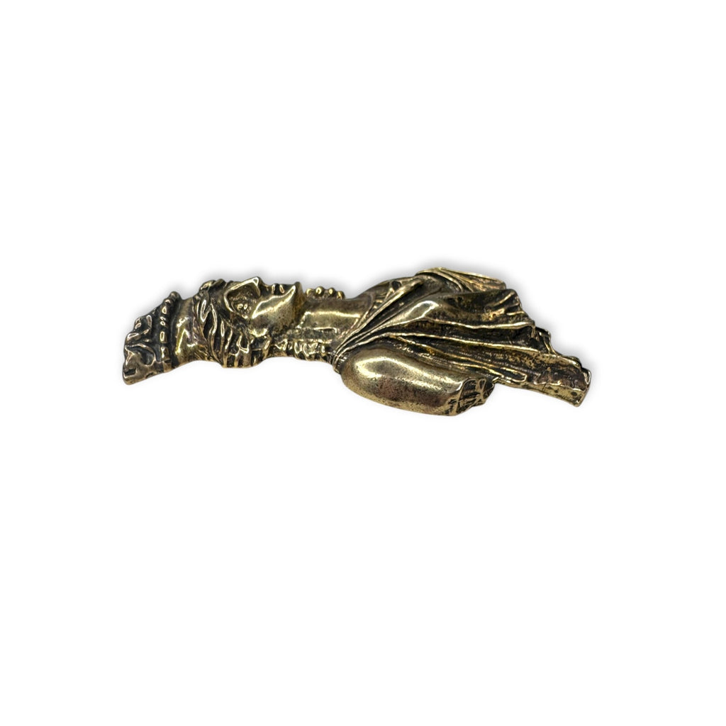 Vintage Classical Draped Bust Brooch Gold Tone Cast Relief 56g Fragment Style