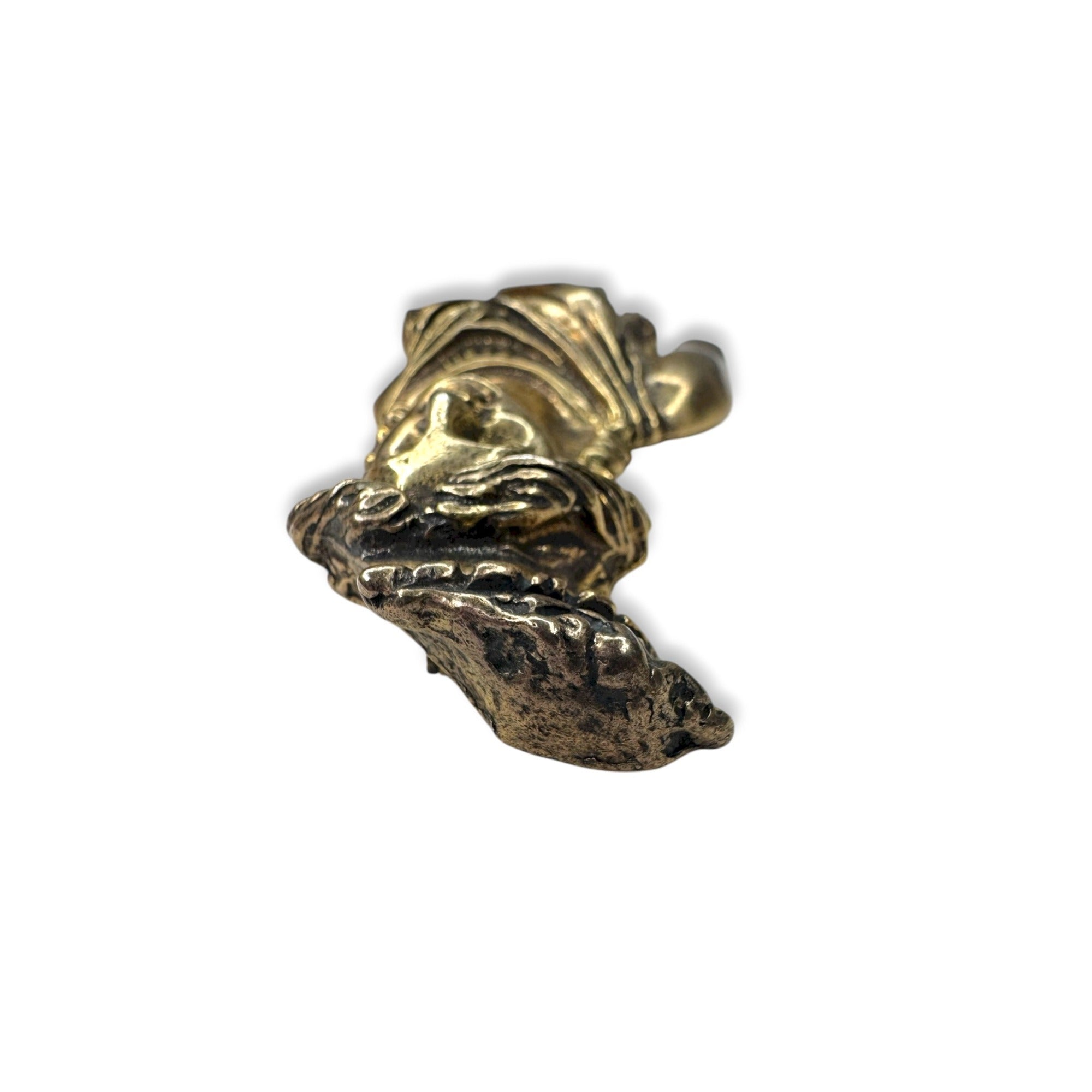 Vintage Classical Draped Bust Brooch Gold Tone Cast Relief 56g Fragment Style
