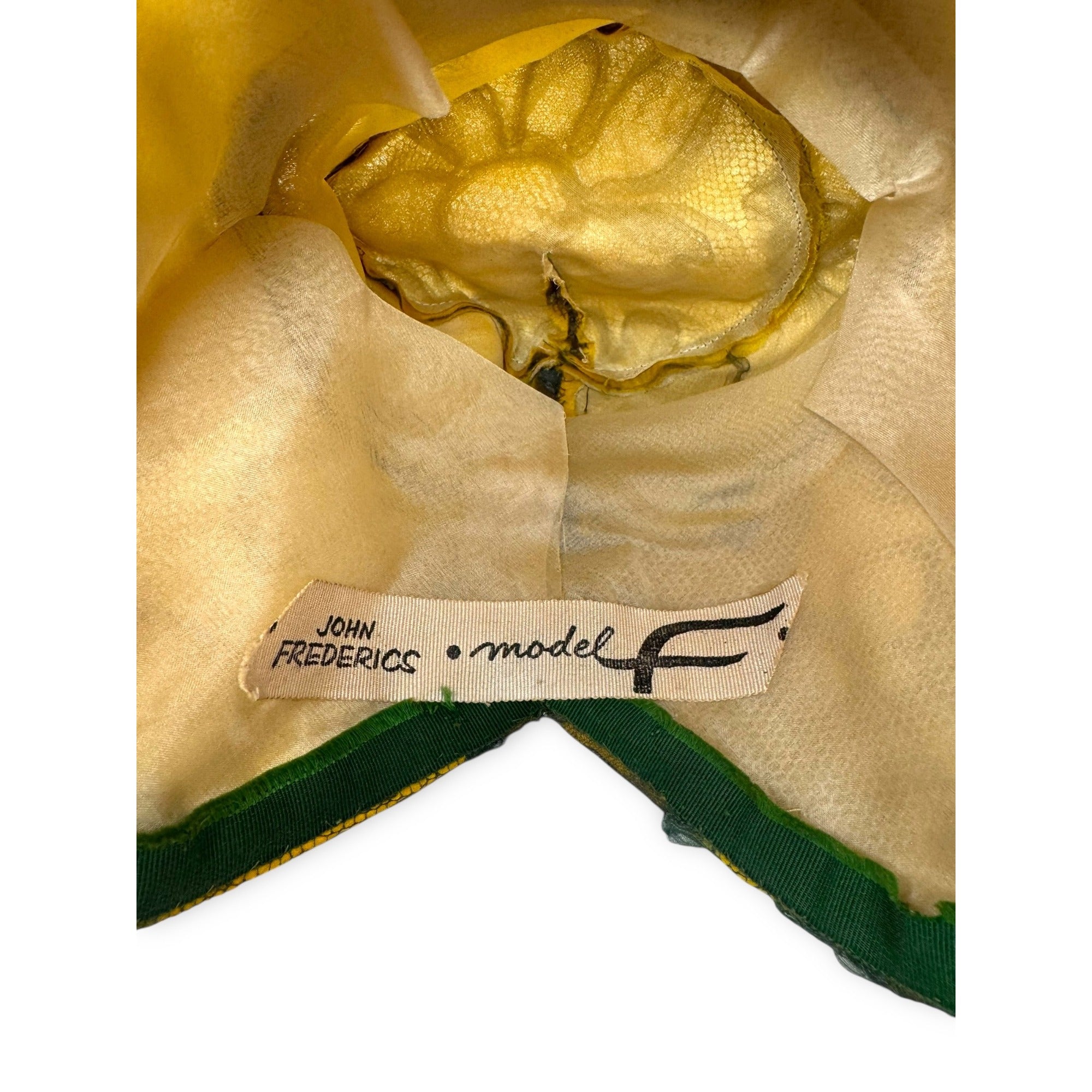 Vintage John Frederics Novelty Hat Yellow Green Tulle Sculptural Millinery MCm