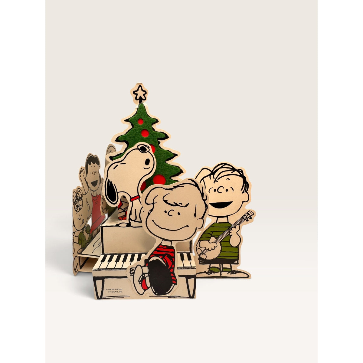 1970s Hallmark Peanuts Christmas Pop Up Centerpiece Snoopy Piano Tree Box