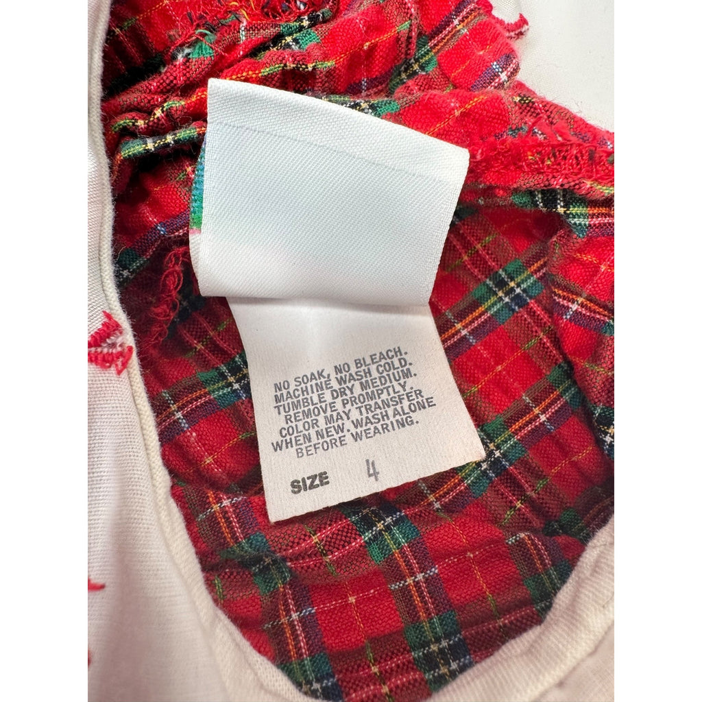 OshKosh BGosh 1980s Toddler Size 4 Red Plaid Cotton Dress Embroidered Collar