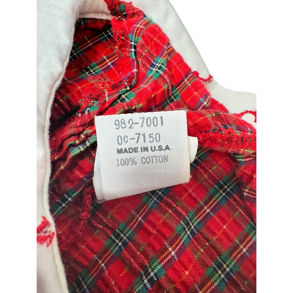 OshKosh BGosh 1980s Toddler Size 4 Red Plaid Cotton Dress Embroidered Collar