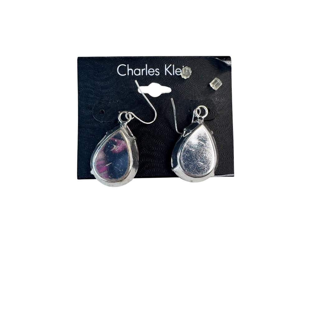 Charles Klein Pierced Earrings Pink Acrylic Teardrop 1990s Vintage