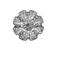 Unsigned Ruffled Crystal Brooch Silver Tone Rhinestone Rosette Modern