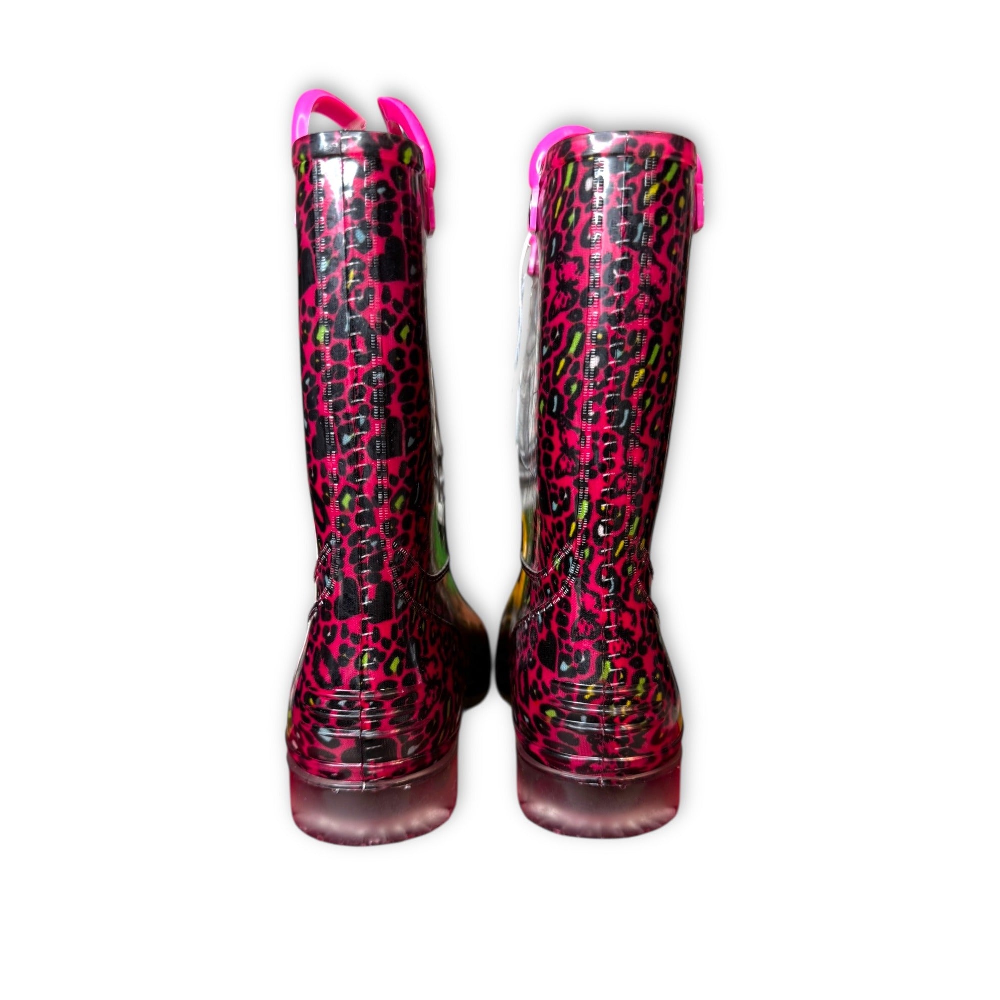 Jelly Beans Girls Leopard Rain Boots Fuchsia Pink Size 3 New in Box