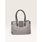 Dooney & Bourke Signature DB Monogram Canvas Pebbled Leather Handbag Gray