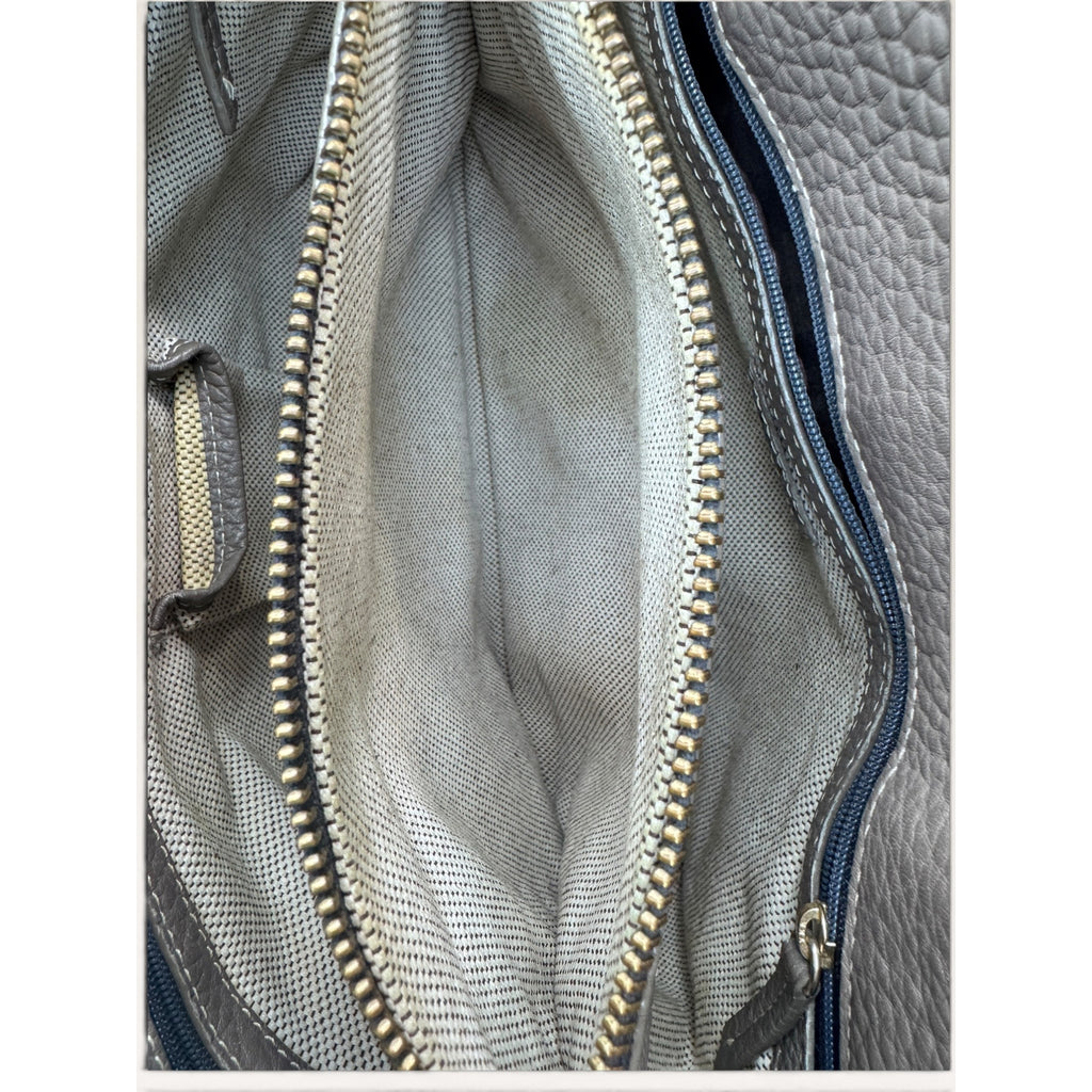 Dooney & Bourke Signature DB Monogram Canvas Pebbled Leather Handbag Gray