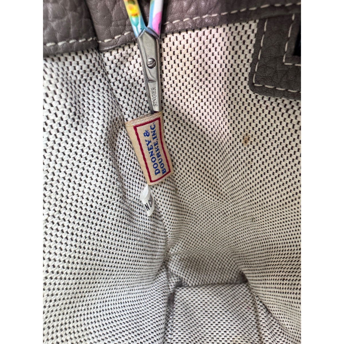 Dooney & Bourke Signature DB Monogram Canvas Pebbled Leather Handbag Gray