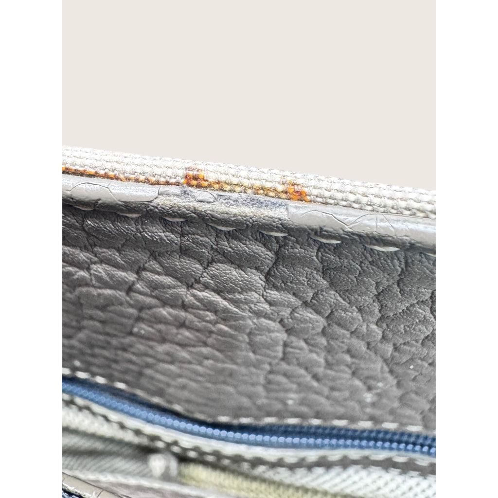 Dooney & Bourke Signature DB Monogram Canvas Pebbled Leather Handbag Gray