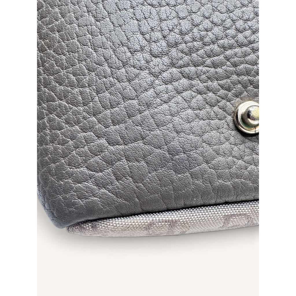 Dooney & Bourke Signature DB Monogram Canvas Pebbled Leather Handbag Gray