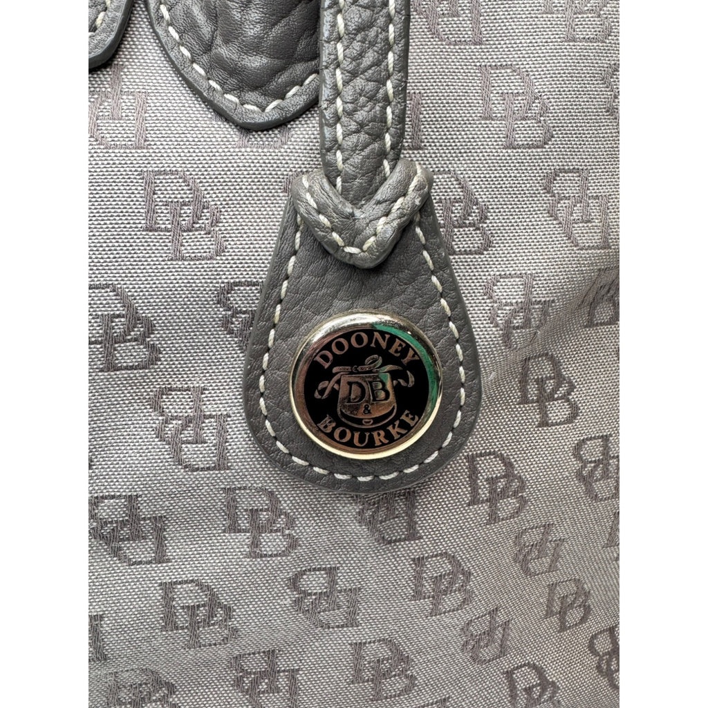 Dooney & Bourke Signature DB Monogram Canvas Pebbled Leather Handbag Gray