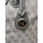 Dooney & Bourke Signature DB Monogram Canvas Pebbled Leather Handbag Gray