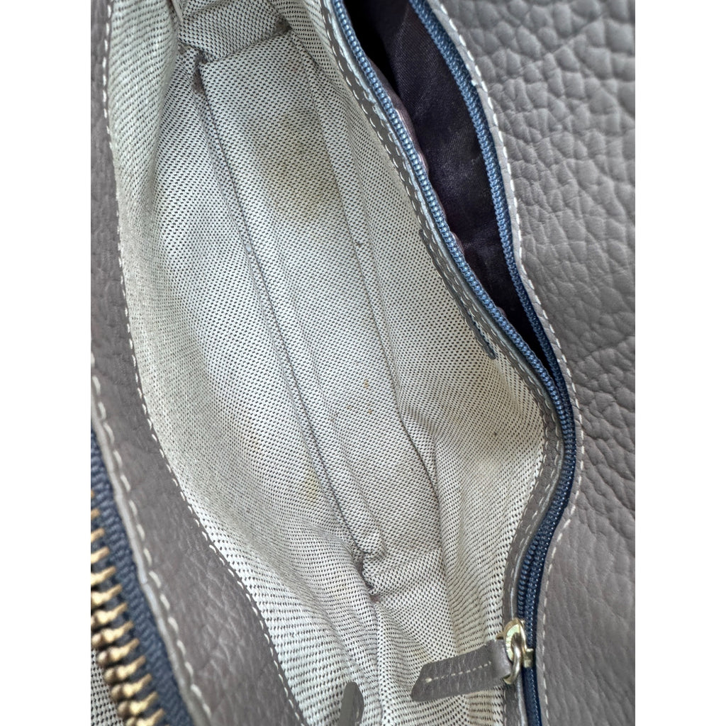Dooney & Bourke Signature DB Monogram Canvas Pebbled Leather Handbag Gray