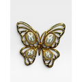 Gold Tone Butterfly Brooch Faux Pearl Openwork Wings Vintage Pin