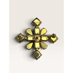 Vintage 1940s Weissco Emerald Green Rhinestone Maltese Cross Brooch Pin Signed