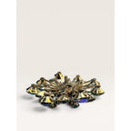 1960s Emerald Green Glass & Aurora Borealis Crystal Starburst Brooch Gold Tone