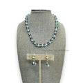 Vintage Aurora Borealis Crystal Necklace Earrings Set Silver Tone Adjustable
