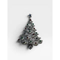 Gerry's Christmas Tree Brooch Silver Tone Holiday Enamel Pin 1980s Vintage