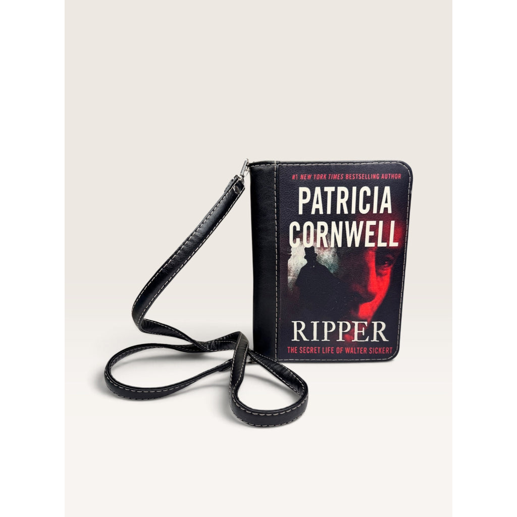 Patricia Cornwell Ripper True Crime Novel Book Clutch Crossbody Wallet Bag Black