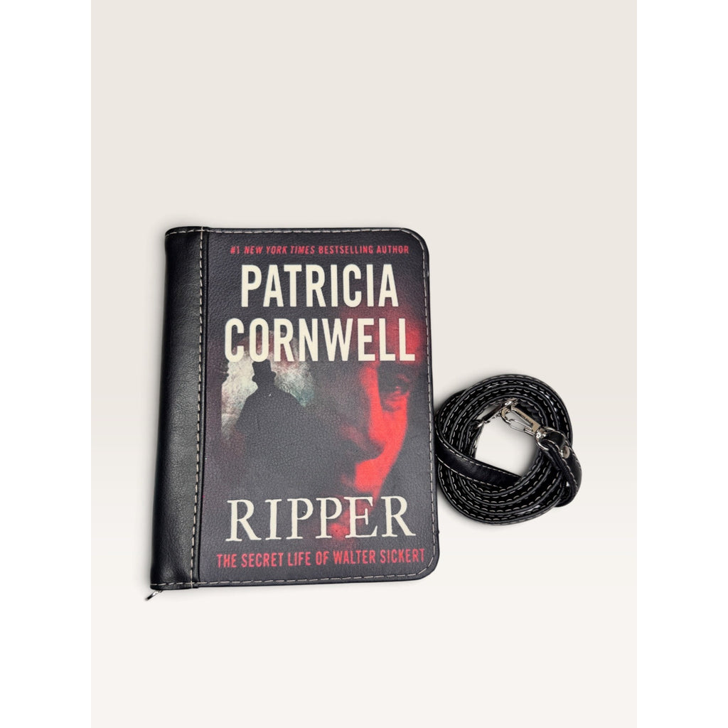 Patricia Cornwell Ripper True Crime Novel Book Clutch Crossbody Wallet Bag Black