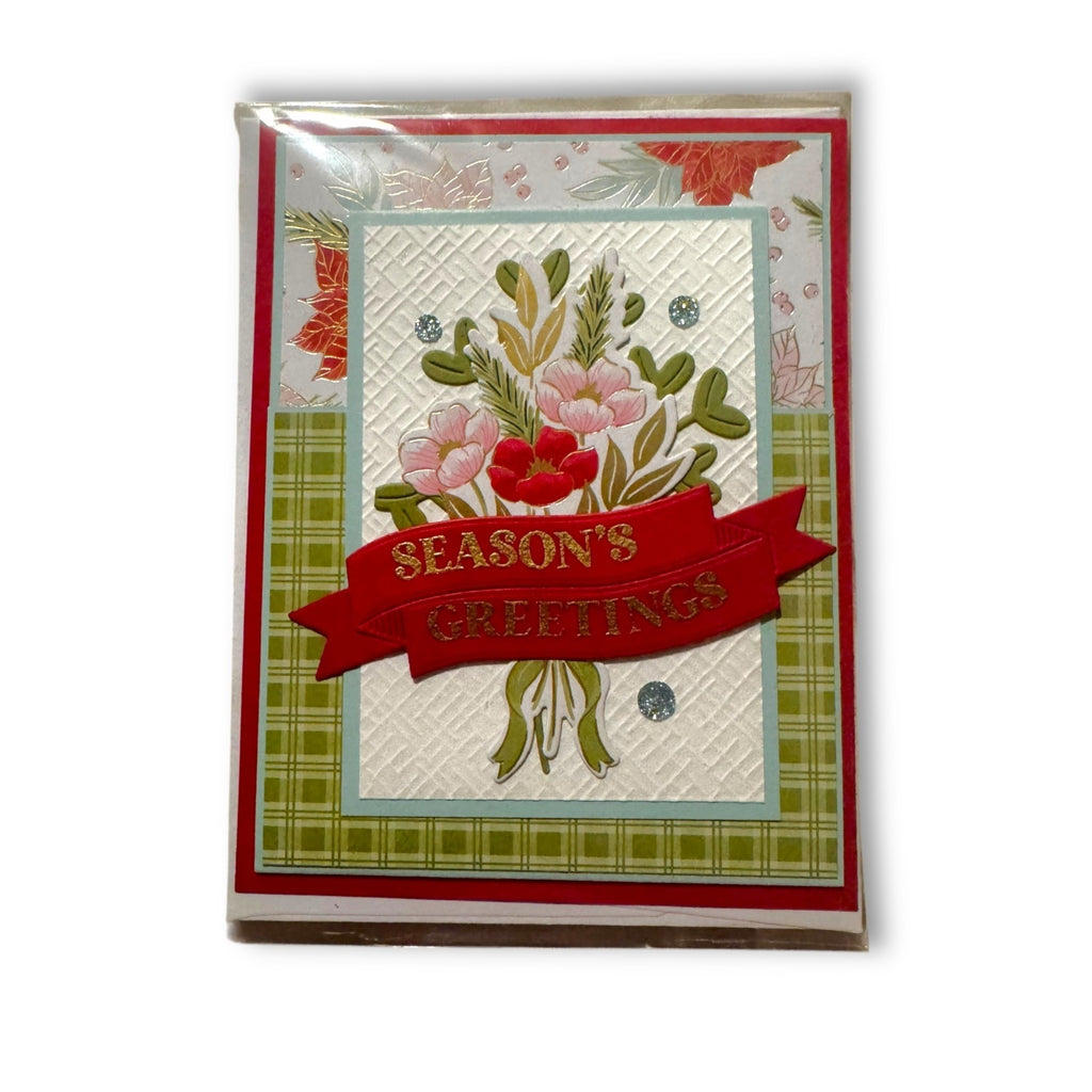 Send A Smile Handmade Blank Greeting Card Flower Bouquet Holiday Season Red