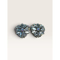 1950s Blue AB Marquis Crystal Rhinestone Cluster Clip Earrings 1.19" Vintage