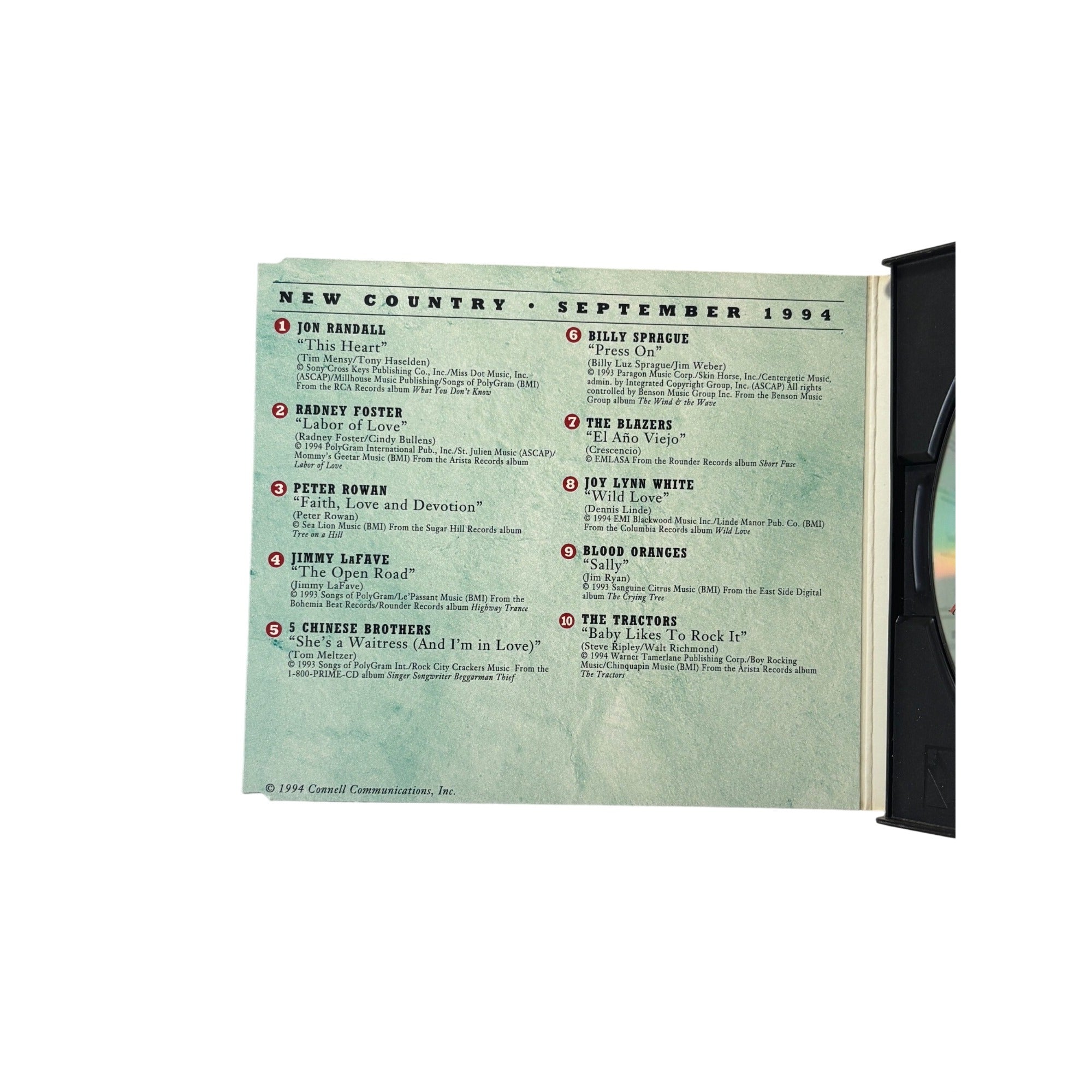 New Country September 1994 Exclusive CD New Country Magazine Music Compilation