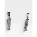 Glass Bar Drop Pierced Earrings Silver Tone Post Back Modern Contemporary