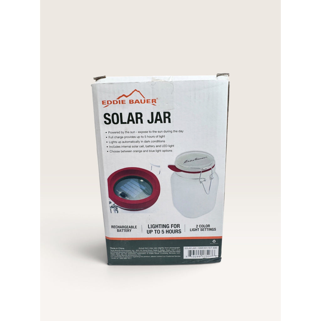 Eddie Bauer Solar Jar Lantern 2 Color Light Settings Rechargeable