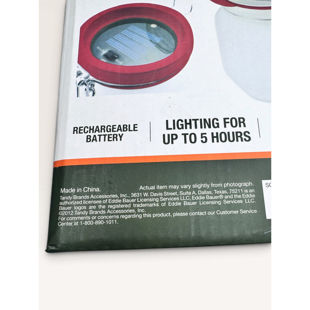 Eddie Bauer Solar Jar Lantern 2 Color Light Settings Rechargeable