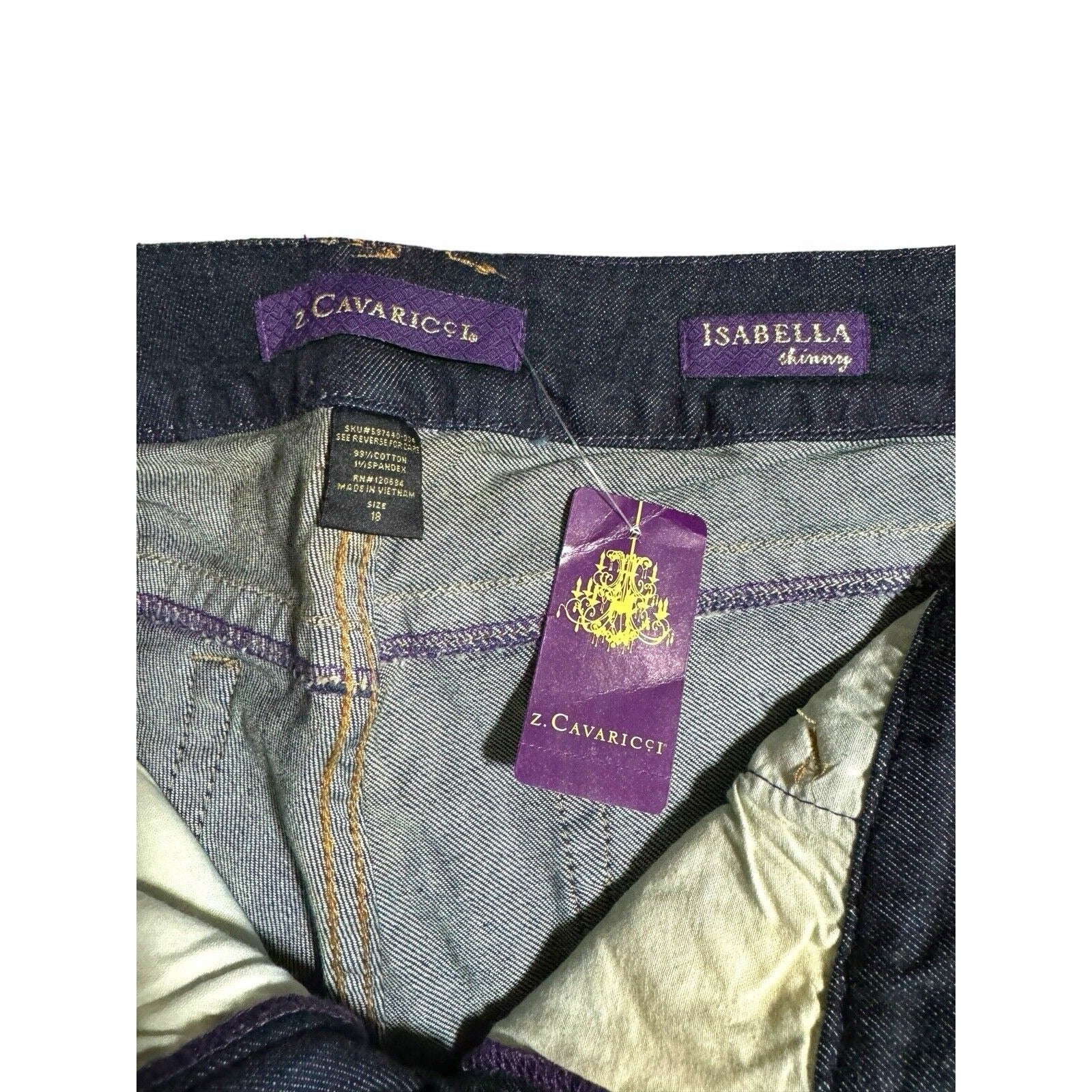 Z Cavaricci Isabella Skinny Jeans Womens 18 Dark Wash Stretch Denim New