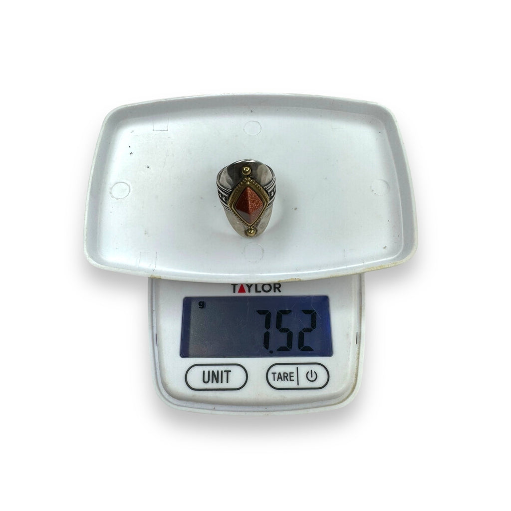 Silpada Sterling Silver Goldstone Ring Brass Accents Size 5.25