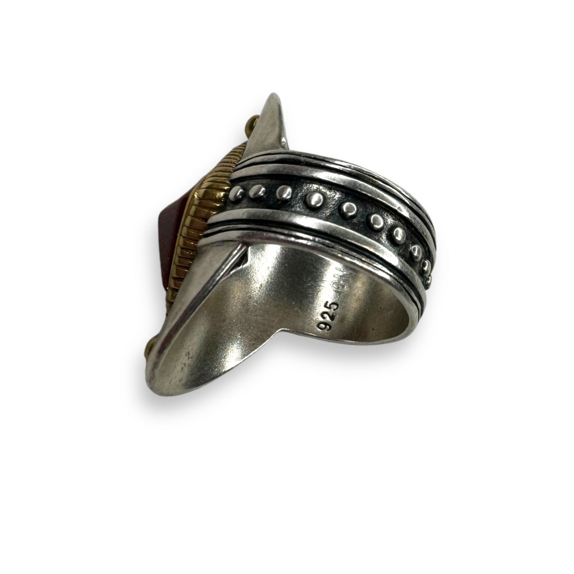 Silpada Sterling Silver Goldstone Ring Brass Accents Size 5.25
