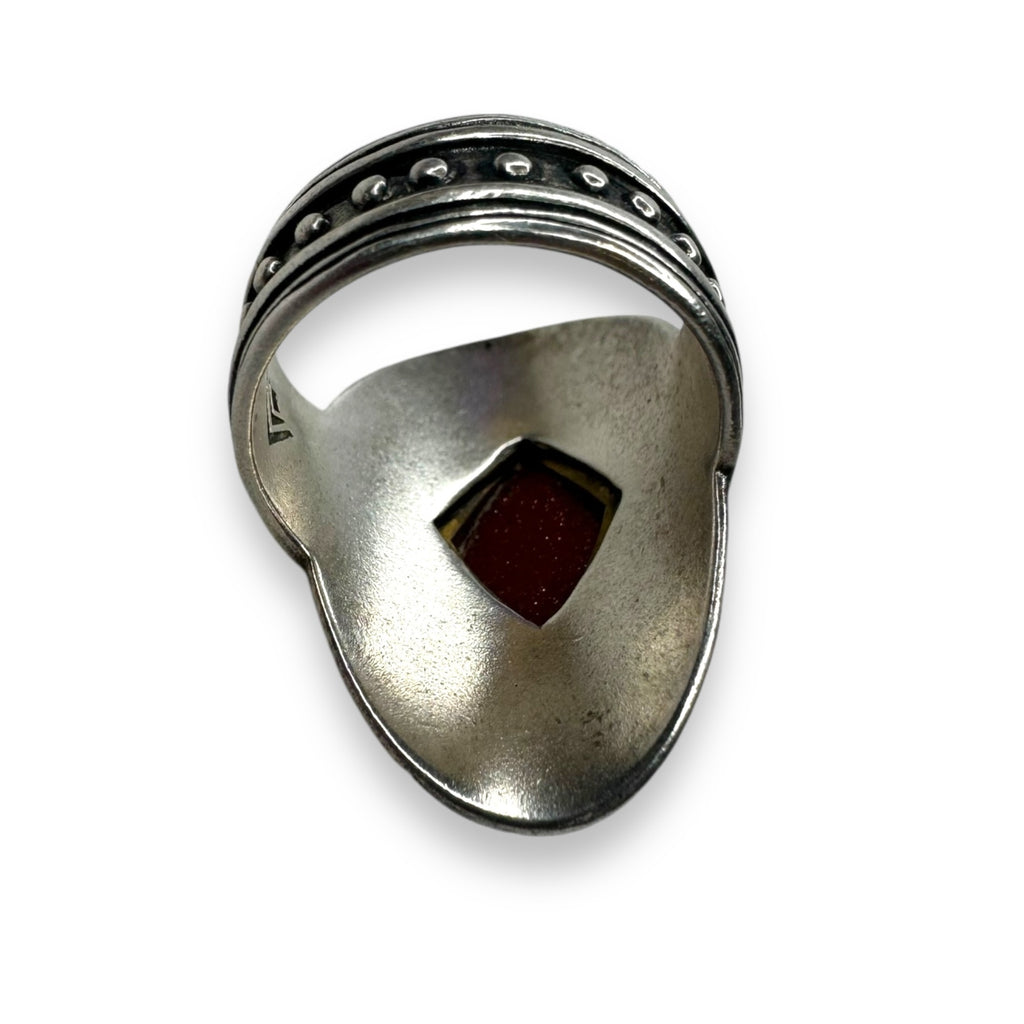 Silpada Sterling Silver Goldstone Ring Brass Accents Size 5.25