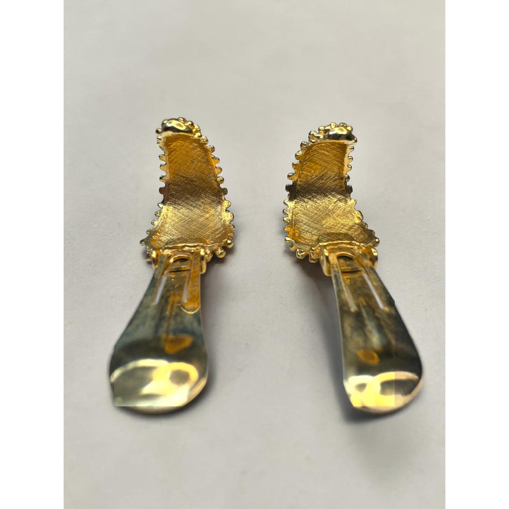 Sarah Coventry Gold Nugget Clip Hoop Earrings Brutalist Textured Vintage 1970s