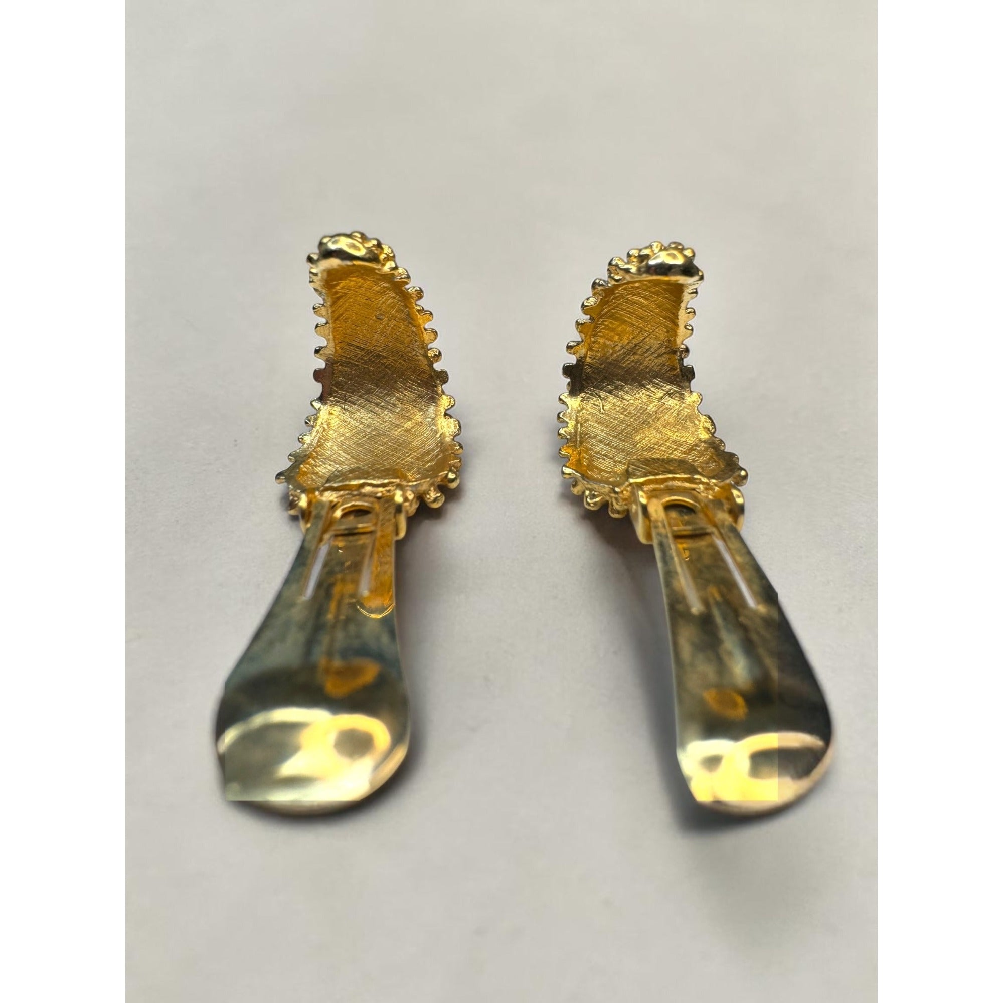 Sarah Coventry Gold Nugget Clip Hoop Earrings Brutalist Textured Vintage 1970s
