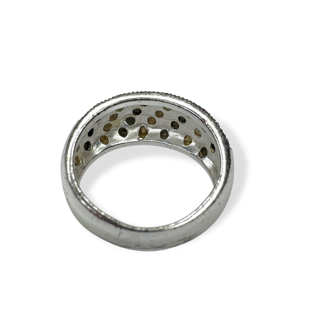 Sterling Silver Ring Marcasite Glass Crystal Size 6.5