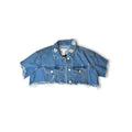 Crave Fame Denim Crop Jacket Distressed Hem Lace-Up Back Size Small