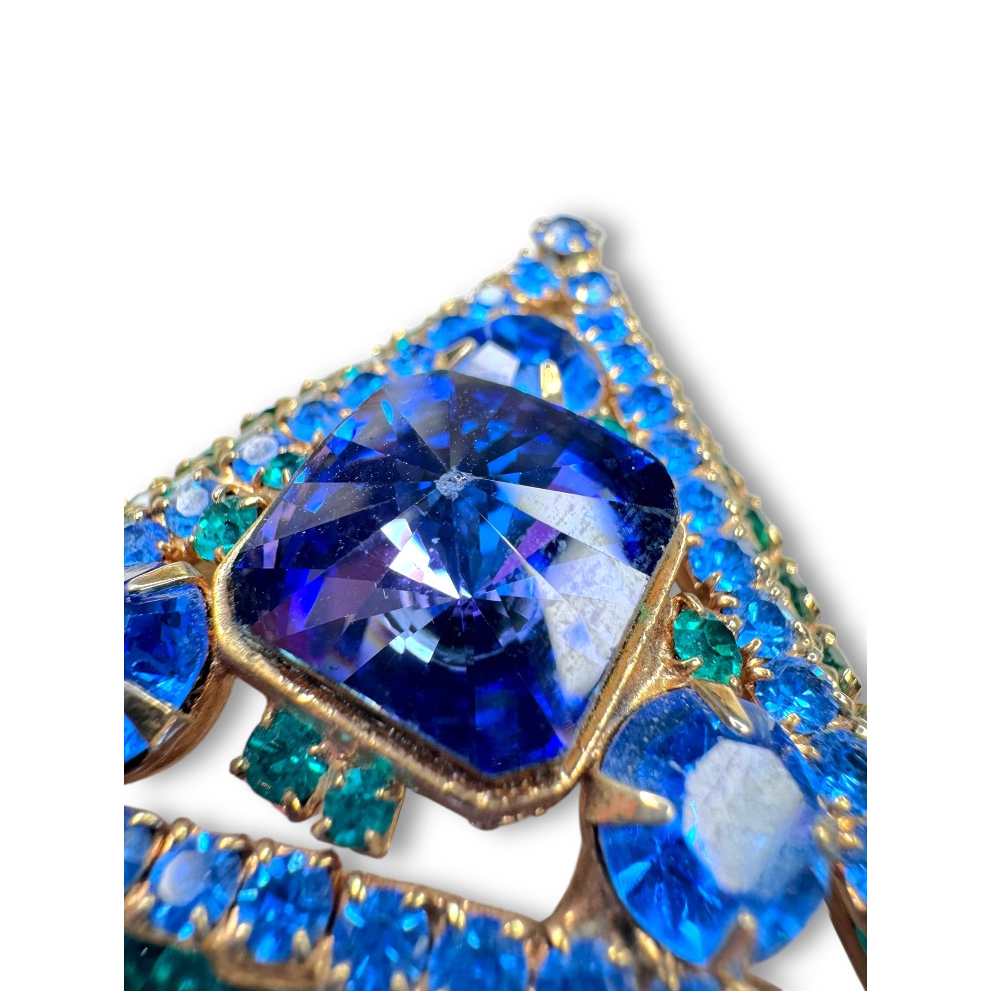 Delizza Elster Juliana Crystal Triangle Brooch 2.25" Vintage