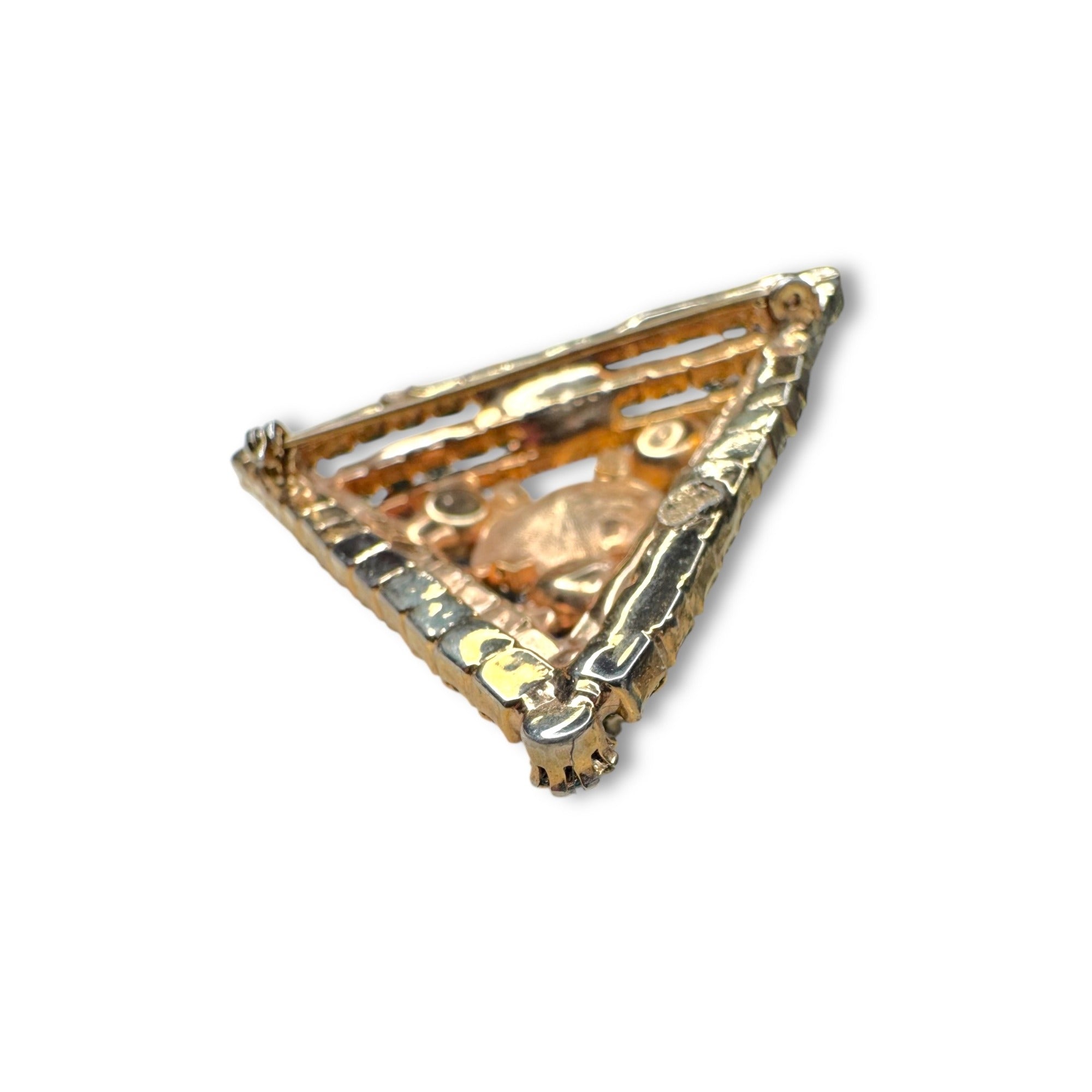 Delizza Elster Juliana Crystal Triangle Brooch 2.25" Vintage
