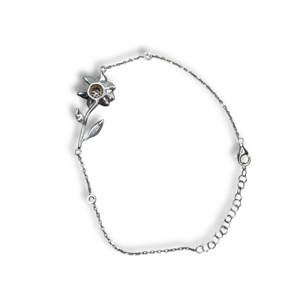 Sterling Silver Gold Vermeil Sunflower Bracelet 6.5"-8"