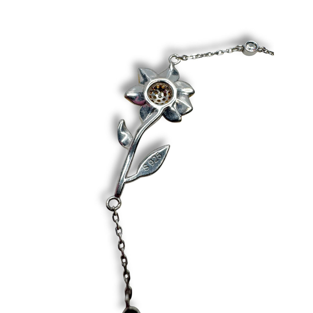 Sterling Silver Gold Vermeil Sunflower Bracelet 6.5"-8"